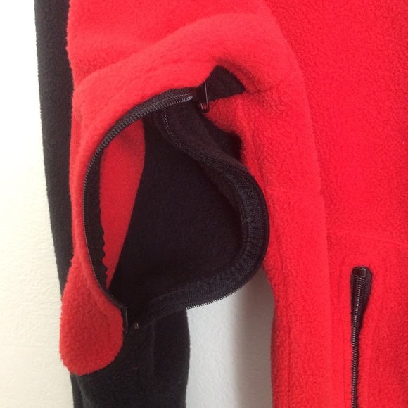 Vintage 90s The North Face Full Zip Rare Red/Black Fleece Jacket Sz S - Picture 5 of 13
